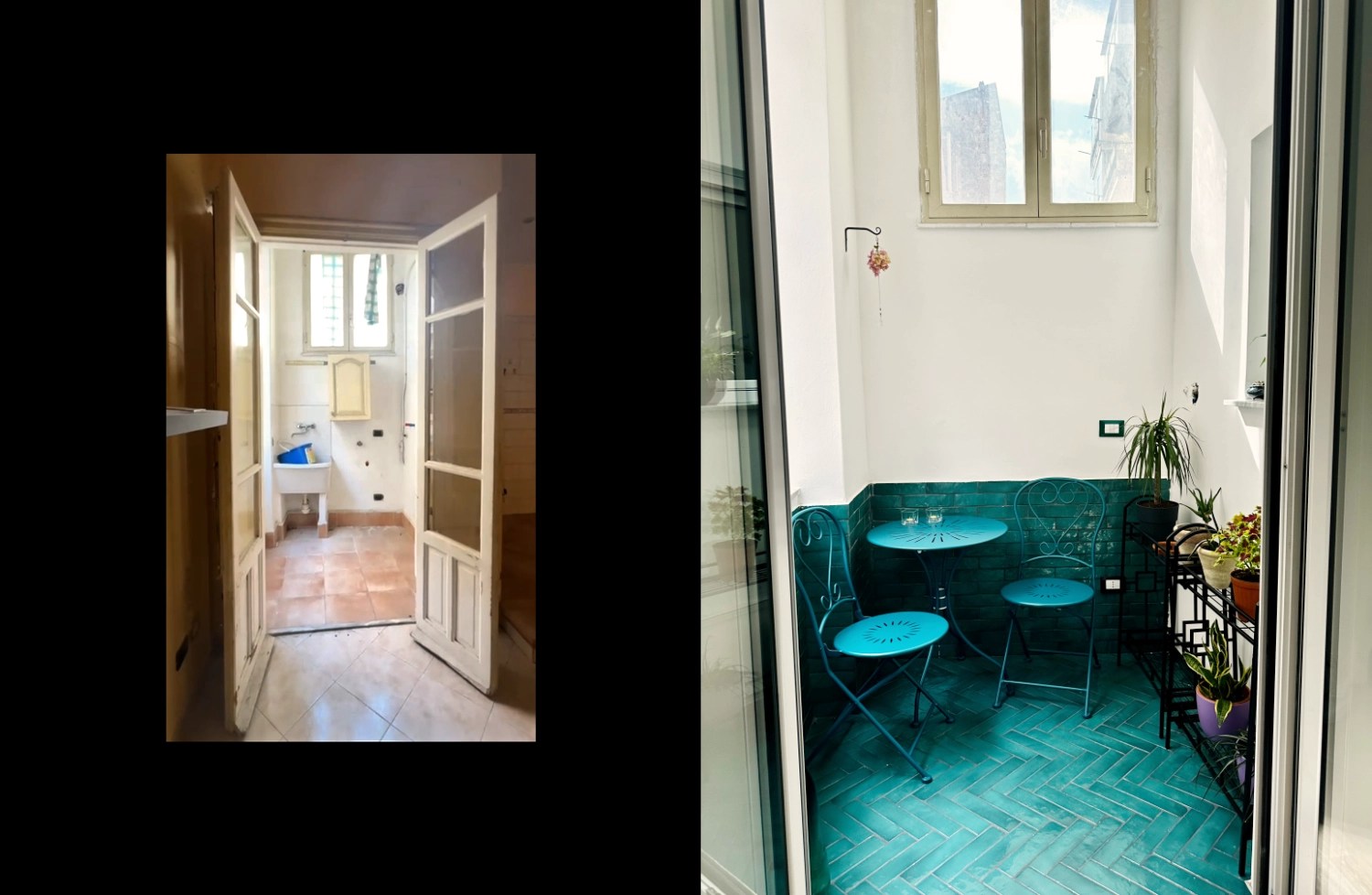 The veranda, before and after. From utility space to indoor garden.